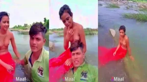 Dehati டீன் காதலர்கள் வெளிப்புற குளியல் MMS